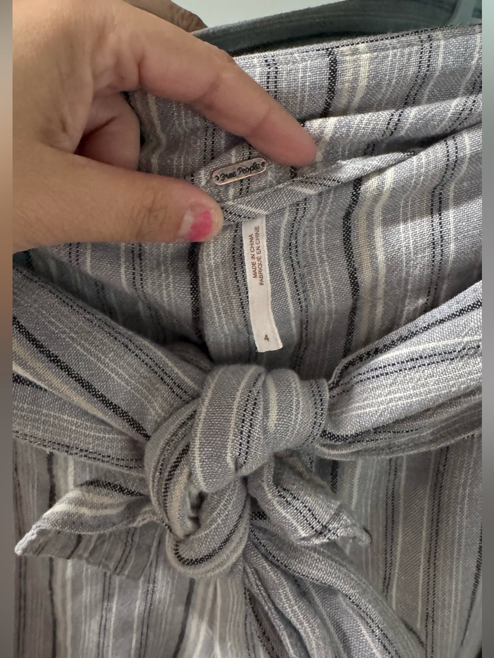 FREE PEOPLE Linen Striped Wide Leg Fold Over Pants - Picture 5 of 7